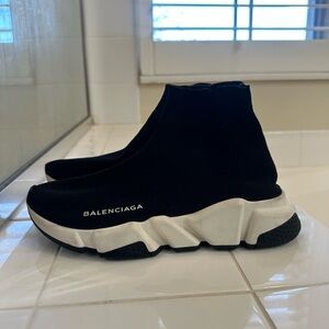 Balenciaga Black and White Knit Sneakers